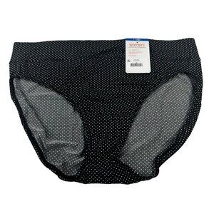 Warner's Women's Size 8 XL Panty Brief Hi Cut Polka Dot Black White New